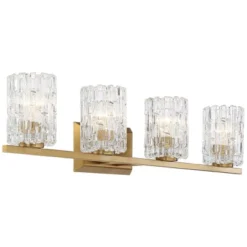 Possini Euro Design Icelight Modern Wall Light Warm Brass Hardwire 36" 4-Light Fixture Textured Ice Glass For Bedroom Bathroom Vanity Living Room 13 Possini Euro Design Icelight Modern Wall Light Warm Brass Hardwire 36" 4-Light Fixture Textured Ice Glass For Bedroom Bathroom Vanity Living Room -Possini Euro Design GUEST f3d247e6 c980 433a b117 5eb8dca42549