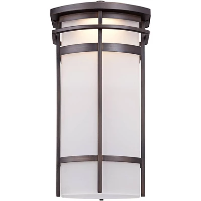 Possini Euro Design Theola Modern Outdoor Wall Light Fixture Bronze LED 16 1/4" Etched Glass Shade For Post Exterior Barn Deck House Porch Yard Patio 5 Possini Euro Design Theola Modern Outdoor Wall Light Fixture Bronze LED 16 1/4" Etched Glass Shade For Post Exterior Barn Deck House Porch Yard Patio - Image 3