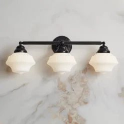 Possini Euro Design Astrid Modern Wall Light Black Metal Hardwire 27 1/4" 3-Light Fixture Opal White Glass Shade For Bedroom Bathroom Living Room -Possini Euro Design GUEST f43c98ba 60d8 40b1 a143 02e135aac19b