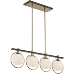 Possini Euro Design Carlyn Brass Black Linear Island Pendant Chandelier 33" Wide Modern White Glass Shade 4-Light LED Fixture For Dining Room Kitchen 14 Possini Euro Design Carlyn Brass Black Linear Island Pendant Chandelier 33" Wide Modern White Glass Shade 4-Light LED Fixture For Dining Room Kitchen -Possini Euro Design GUEST f51208d1 1570 43e8 b074 e7299aff1864