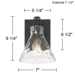 Possini Euro Design Ishii 9 1/4" High Modern Wall Sconce Light Lamp Fixture Mount Bathroom Bedroom Bedside Hardwired Cordless Matte Black Glass Shade -Possini Euro Design GUEST f5224bb9 6067 42f7 8d20 739b2ac27c43