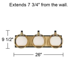 Possini Euro Design Carlyn Mid Century Modern Wall Light Brass Black Hardwire 26" 3-Light Fixture White Glass Globe Shade For Bedroom Bathroom Vanity -Possini Euro Design GUEST f55a4e69 4ac8 4379 9d9f 60bf5ac063a1