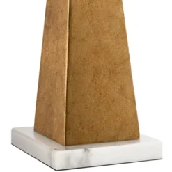 Possini Euro Design Obelisk Modern Table Lamp With Square White Marble Riser 26" High Gold Leaf Drum Shade For Bedroom Living Room Bedside Home Kids -Possini Euro Design GUEST f5aa8e8a a018 49e1 bd16 72af9ea0639c