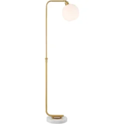 Possini Euro Design Casaba Mid Century Modern Chairside Arc Floor Lamp 64" Tall Warm Gold Adjustable Frosted Glass Shade For Living Room Reading House -Possini Euro Design GUEST f63f8c6a a05d 4ca3 a777 61189ddb9890