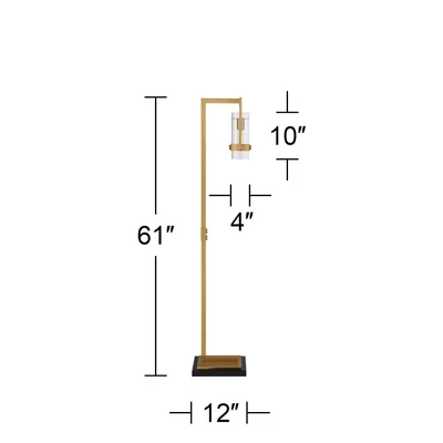Possini Euro Design Denali Modern 61" Tall Standing Floor Lamp Metal Warm Gold Finish Living Room Bedroom House Reading Office Glass Clear Shade 5 Possini Euro Design Denali Modern 61" Tall Standing Floor Lamp Metal Warm Gold Finish Living Room Bedroom House Reading Office Glass Clear Shade - Image 3