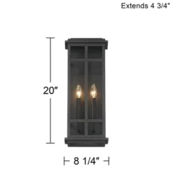 Possini Euro Design Modern Industrial Outdoor Wall Light Fixture Cool Black Windowpane Frame 20" For Post Exterior Barn Deck House -Possini Euro Design GUEST f7684cdd 4d9e 4a6d bfa9 8ab269977cf8