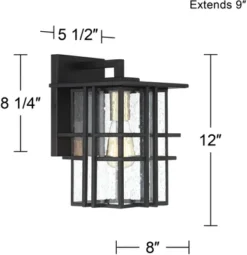 Possini Euro Design Arley Modern Outdoor Wall Light Fixture Black Geometric Frame 12" Seedy Glass For Post Exterior Barn Deck House Porch Yard Patio -Possini Euro Design GUEST f778617c 9ffd 441f b1d5 7b881a2621ce