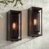 Possini Euro Design Rustic Industrial Farmhouse Outdoor Wall Light Fixtures Set Of 2 Bronze 15 1/2" Clear Glass For Exterior Barn Deck House Porch -Possini Euro Design GUEST f7fe4a4b 3a1c 40d4 be87 3c595c326ecd