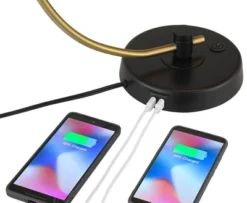 Possini Euro Design Modern Mid Century Desk Lamp 28 1/2" Tall Warm Gold Black With Dual USB Charging Ports For Bedroom Living Room Office Reading Home -Possini Euro Design GUEST f9c47d67 9358 47c7 884e 9ac57a4ca8b4