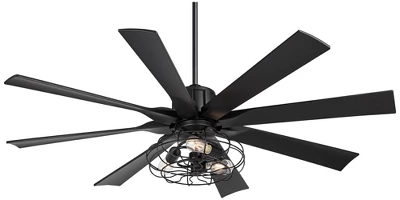 60" Possini Euro Design Modern Indoor Ceiling Fan With LED Light Remote Control Matte Black Cage For Living Room Kitchen House 8 60" Possini Euro Design Modern Indoor Ceiling Fan With LED Light Remote Control Matte Black Cage For Living Room Kitchen House - Image 6