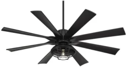 60" Possini Euro Design Defender Modern Industrial Indoor Outdoor Ceiling Fan LED Light Remote Matte Black Damp Rated Patio House -Possini Euro Design GUEST fa2b429b ee52 4718 9242 86dfbd0e90d0