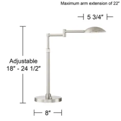 Possini Euro Design Eliptik Modern Desk Table Lamp 24 1/2" High Satin Nickel LED Swing Arm Adjustable Height For Bedroom Living Room Nightstand Office -Possini Euro Design GUEST fad8e895 c80c 40f4 bd7f 127267e5e393