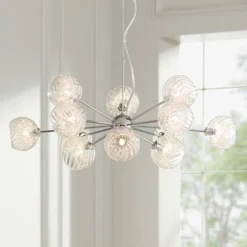 Possini Euro Design Wired Chrome Chandelier Lighting 32" Wide Modern Sputnik Art Glass 12-Light Fixture For Dining Room House Foyer Kitchen Island -Possini Euro Design GUEST fb1b05bc 403f 42be b459 41c11b7c7be7