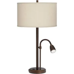 Possini Euro Design Traverse Modern Table Lamps 29" Tall Set Of 2 With USB Charging Port Gooseneck LED Bronze Oatmeal Shade For Bedroom Living Room -Possini Euro Design GUEST fc5c23d2 64e3 4e9c b448 9b49f96da451