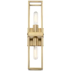Possini Euro Design Modern Wall Light Sconce Warm Brass Hardwired 18 3/4" High 2-Light Fixture Open Frame Bedroom Bathroom Hallway -Possini Euro Design GUEST fc8f1574 77f2 41aa 9338 d41edb8bf0bd
