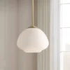 Possini Euro Design Orilla Brass Mini Pendant Light 11 3/4" Wide Mid Century Modern White Opal Glass Shade For Dining Room House Foyer Kitchen Island -Possini Euro Design GUEST fd883ad2 d901 4483 8e60 564f0caa8398