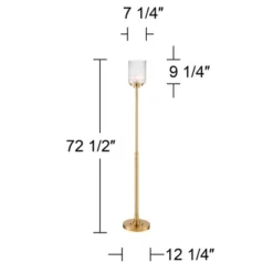 Possini Euro Design Kinsey Modern Torchiere Floor Lamp 72 1/2" Tall Brass Gold Metal Stone Pattern Crystal Glass Shade For Living Room Office House -Possini Euro Design GUEST fda29f9f b935 4a52 bb71 40726af0bb7f