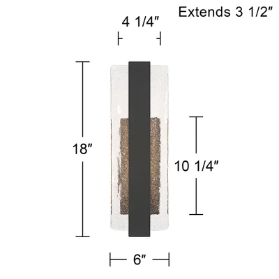 Possini Euro Design Possini Euro Cascadia 18"H Black Piastra Glass LED Outdoor Wall Light 5 Possini Euro Design Possini Euro Cascadia 18"H Black Piastra Glass LED Outdoor Wall Light - Image 3