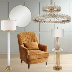 Possini Euro Design Rorschach Uneven Round Vanity Wall Mirror Modern Champagne Frame 30" Wide For Bathroom Bedroom Living Room Office Entryway House -Possini Euro Design GUEST fed96e72 66c7 45da 9770 5f88e232e069