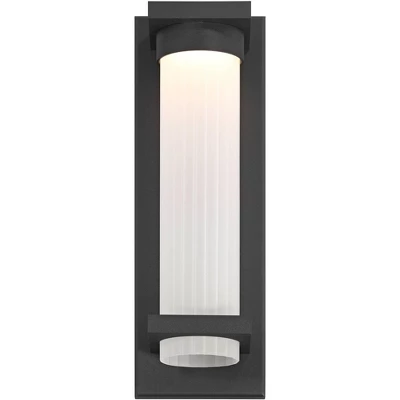 Possini Euro Design Kathleen 14" High Modern Outdoor Wall Light Fixture Mount Porch House Exterior Set Of 2 LED Bulb Sand Black Metal Glass Shade 6 Possini Euro Design Kathleen 14" High Modern Outdoor Wall Light Fixture Mount Porch House Exterior Set Of 2 LED Bulb Sand Black Metal Glass Shade - Image 4